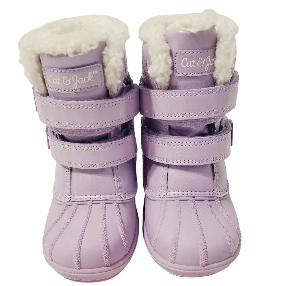 Cat & Jack Toddler Size 8 Girls Lavender Purple Faux Fur Lined Snow Boots